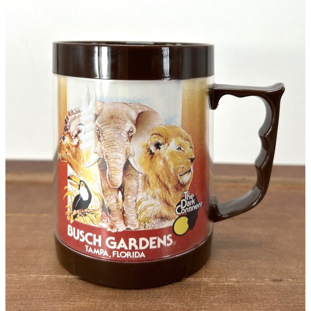 Vintage Busch Gardens Tampa Florida The Dark Continent Africa‎ Plastic Brown Mug